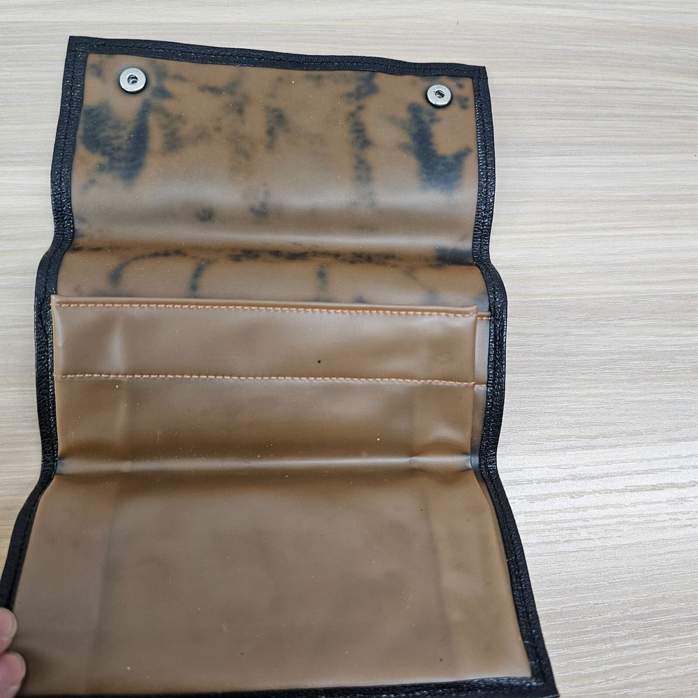 Vintage Mens Wallet Black NOYMER Gloving Leather Trifold Long Classic ENGLAND
